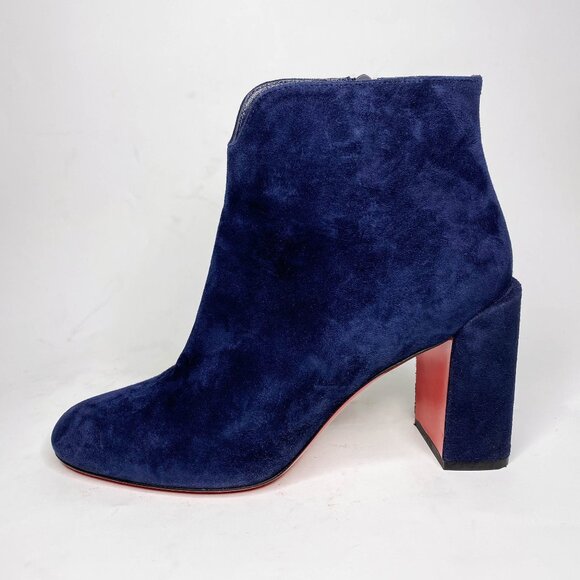 Louboutin Castarika Navy Suede Ankle Boots - Picture 1 of 9